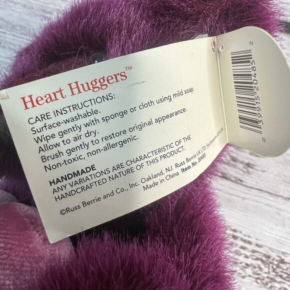 Russ Bear Purple Heart Hugger Berries NEW 8" Pink Heart Purple Teddy Bear - Picture 13 of 13